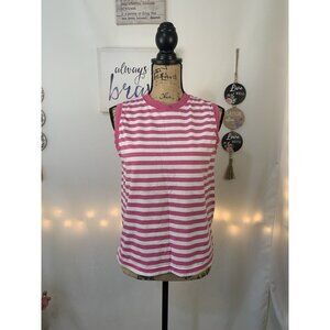 (B-54) short‎ sleeves womens top size M pink and white color American weekend